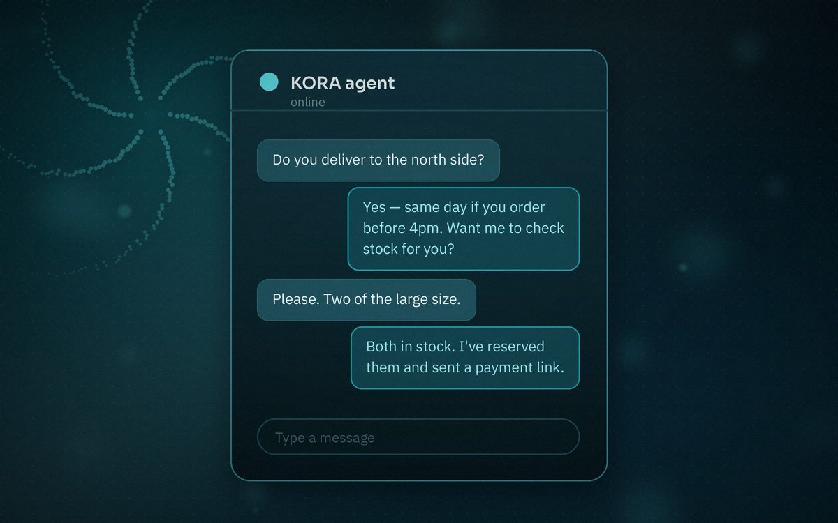 AI chat agent answering customer messages on a phone